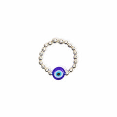 Evil Eye Blue Bead Ring - Sterling Silver Ring With Love Beckie