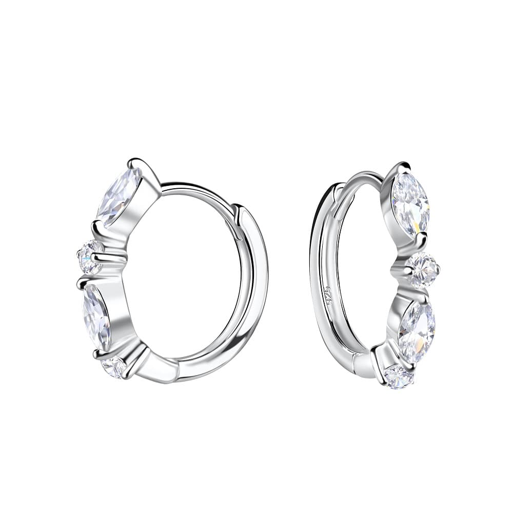 Geometric Cubic Zirconia Huggie Earrings - Sterling Silver Earrings With Love Beckie