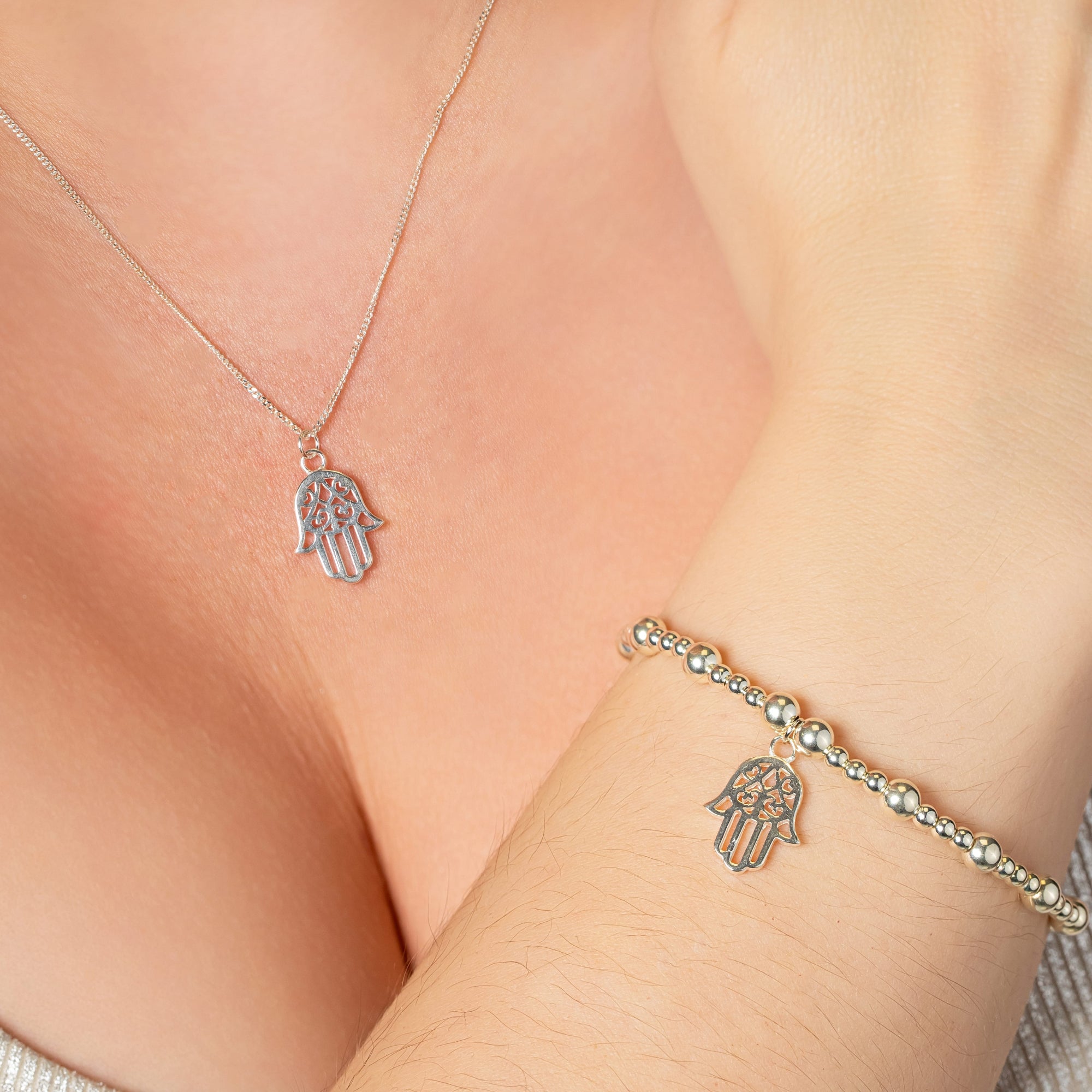 Hama Hand Necklace - Sterling Silver Necklace With Love Beckie