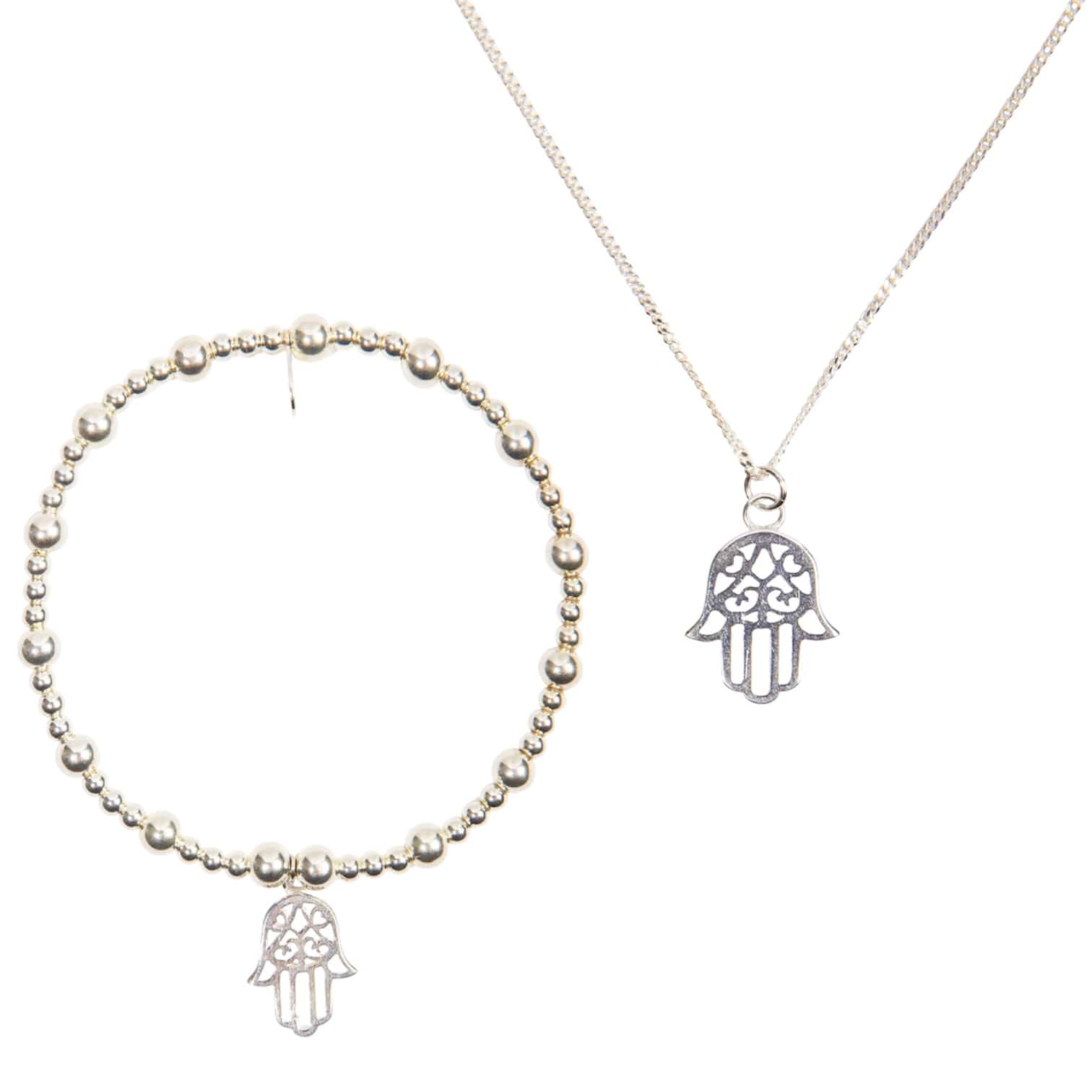 Hamsa Hand Bracelet & Necklace Set - Sterling Silver Jewellery With Love Beckie