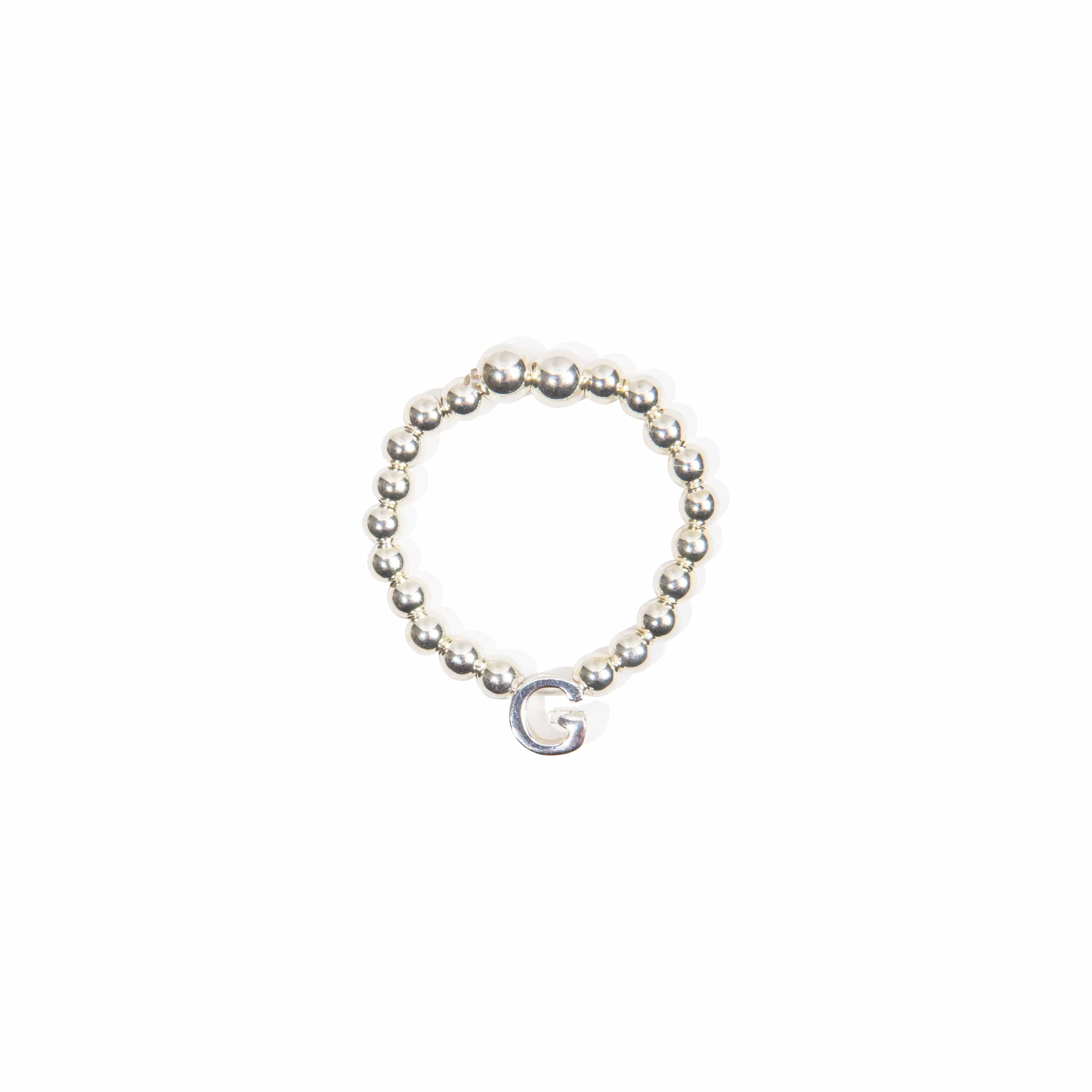 Initial Bead Ring - Sterling Silver Ring With Love Beckie