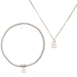Initial Cubic Zirconia Charm Bracelet & Necklace Set - Sterling Silver Jewellery With Love Beckie