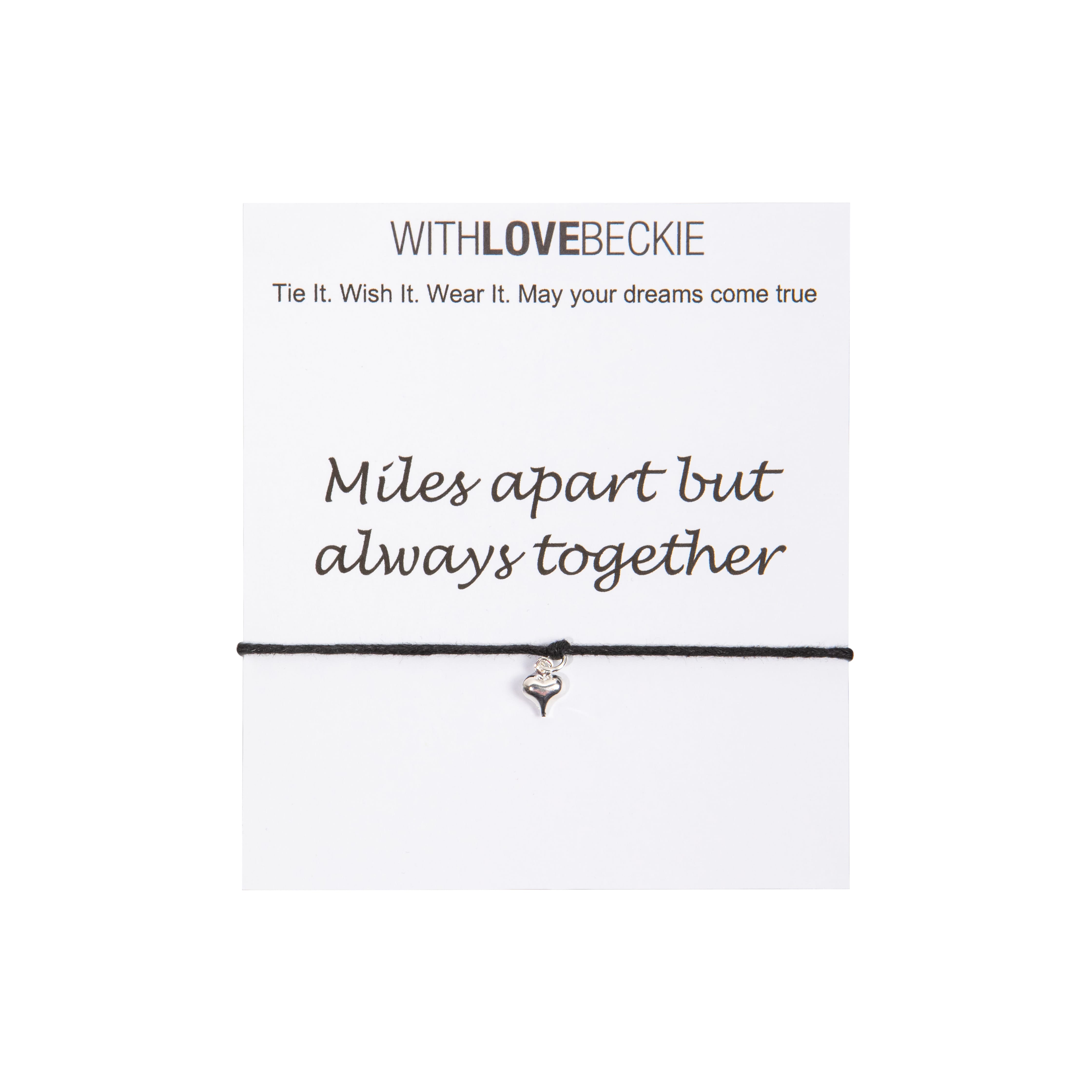 Miles Apart But Always Together Wish String bracelet With Love Beckie