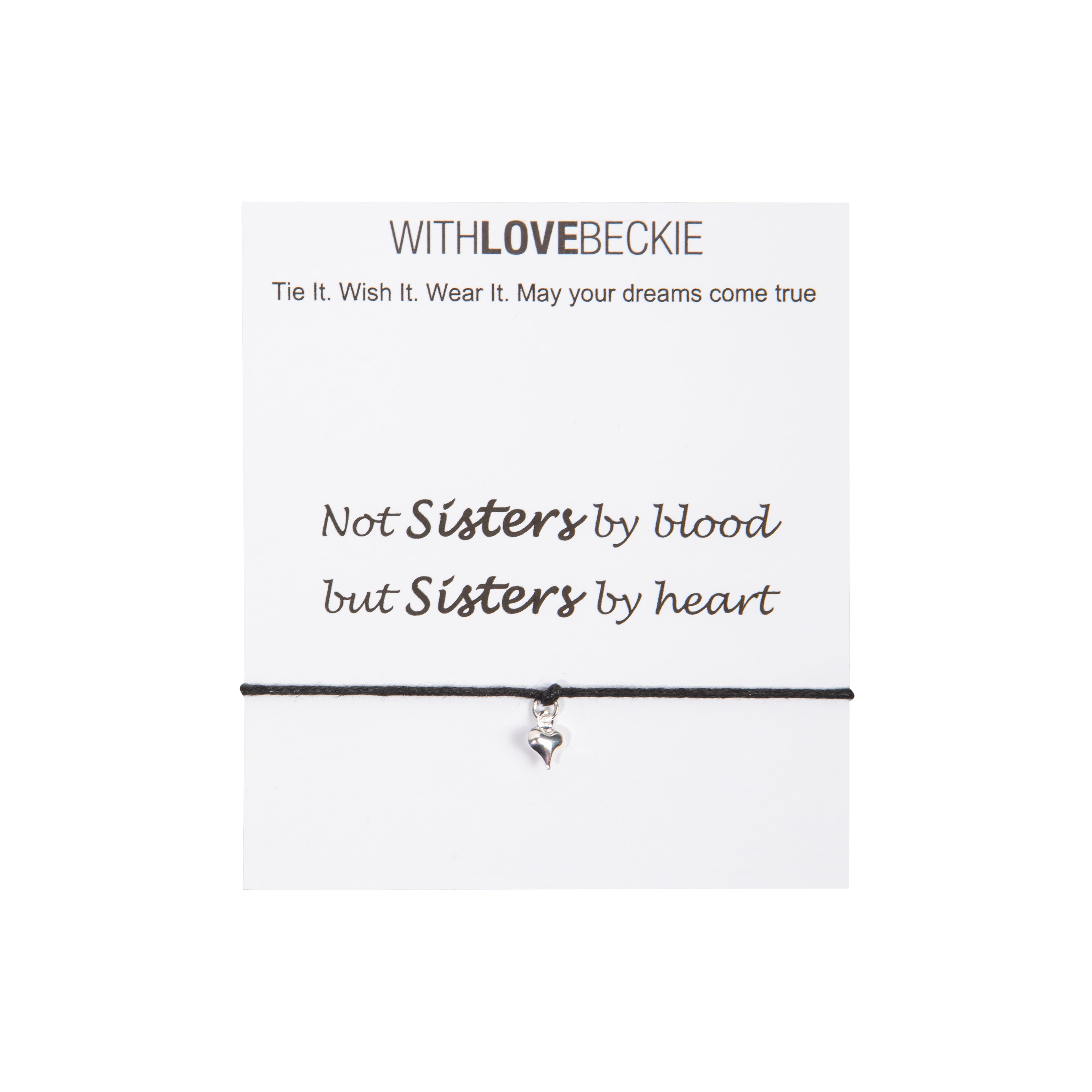 Not Sisters By Blood but Sister By Heart Wish String bracelet With Love Beckie
