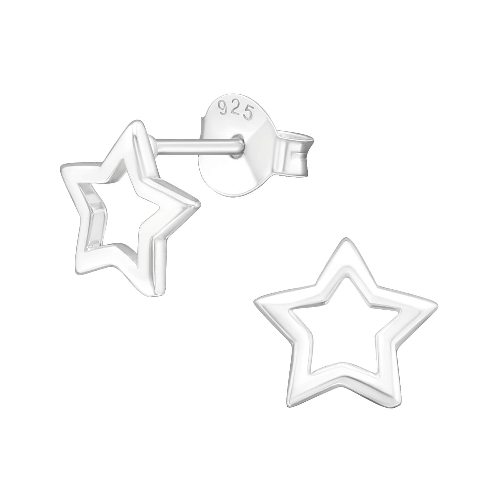 Open Star Stud Earrings - Sterling Silver Earrings With Love Beckie