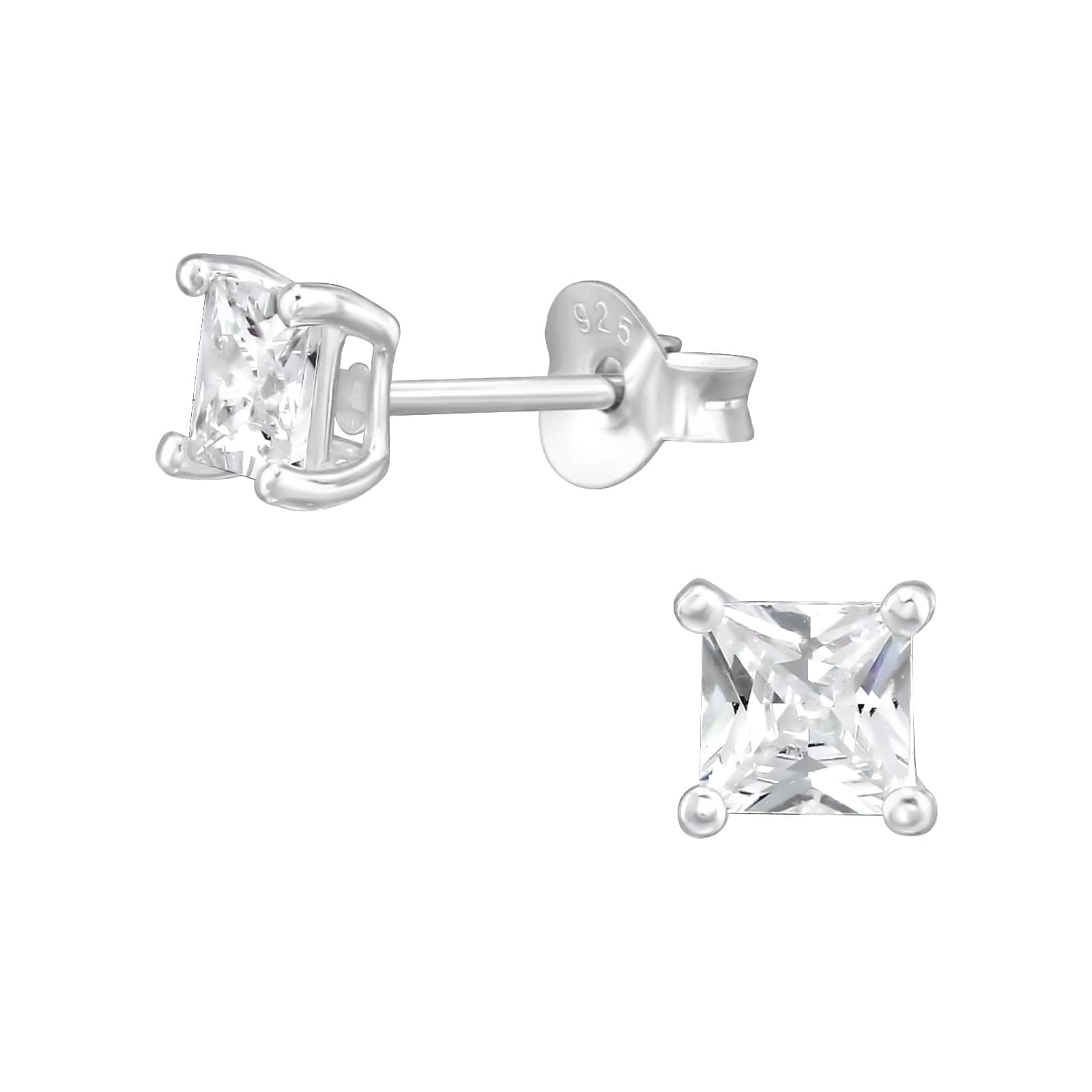 Square Stud Earrings - Sterling Silver Earrings With Love Beckie