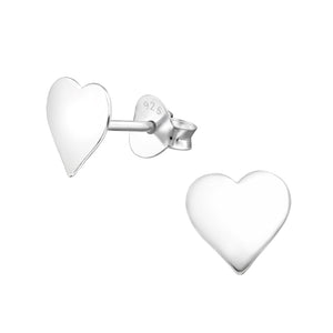 Sterling Silver Closed Heart Stud Earrings