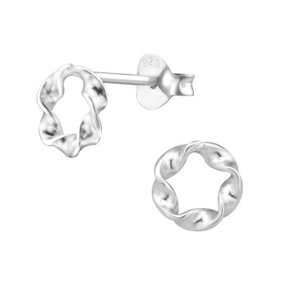 Sterling Silver Twisted Circle Stud Earrings