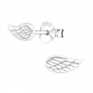 Angel Wing Stud Earrings - Sterling Silver Earrings With Love Beckie