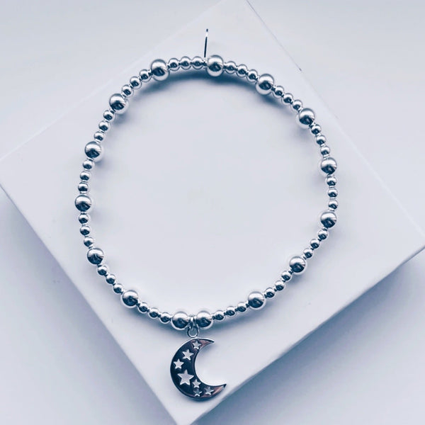 Sterling Silver Moon & Star Bracelet