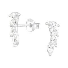 Leaf Cubic Zirconia Stud Earrings - Sterling Silver Earrings With Love Beckie