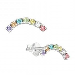 Rainbow Cubic Zirconia Stud Earrings - Sterling Silver Earrings With Love Beckie